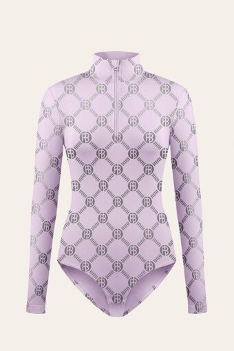 MADY MONOGRAM LONG SLEEVED BODYSUIT - MONOGRAM PURPLE, XS