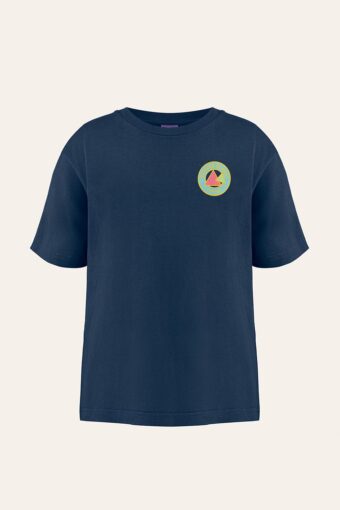 CLAUDE: CLASSIC UNISEX “LETTER” PRINT T-SHIRT ADULT - NIGHT BLUE, M