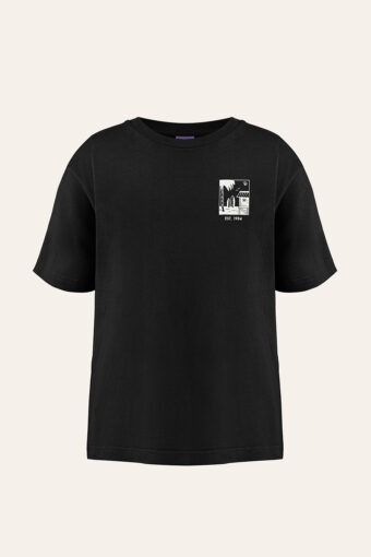 CLAUDE UNISEX T-SHIRT “OUTDOOR” PRINT - BLACK, XS