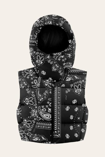 DOUDOUNE SANS MANCHES CROP CINDY PAISLEY - PAISLEY BLACK, XS