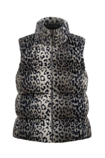Doudoune sans manches synthétique Femme - LEOPARD GREY, L
